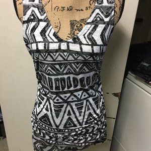 INC cute black and white print cut out back top